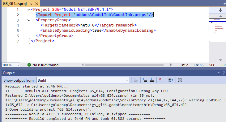 Screenshot of Visual Studio 2022 with quick XML edit