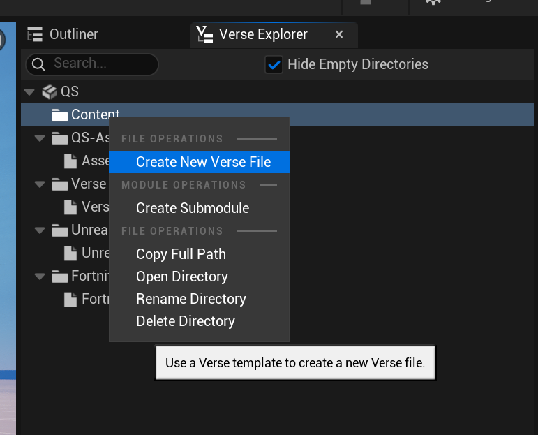 Create New Verse File via right-click context menu